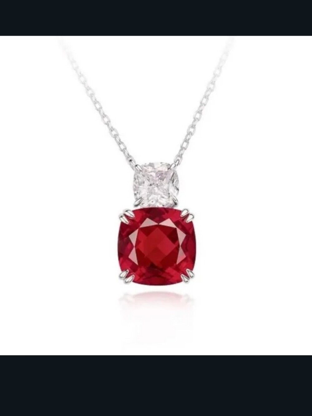 Luxury Red Ruby And Diamond 18k White Gold Necklace